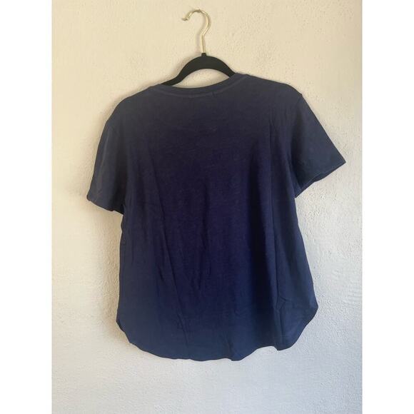 Grey Lab Woman Navy Blue Round Neck T-Shirt, Size Large - Picture 6 of 6